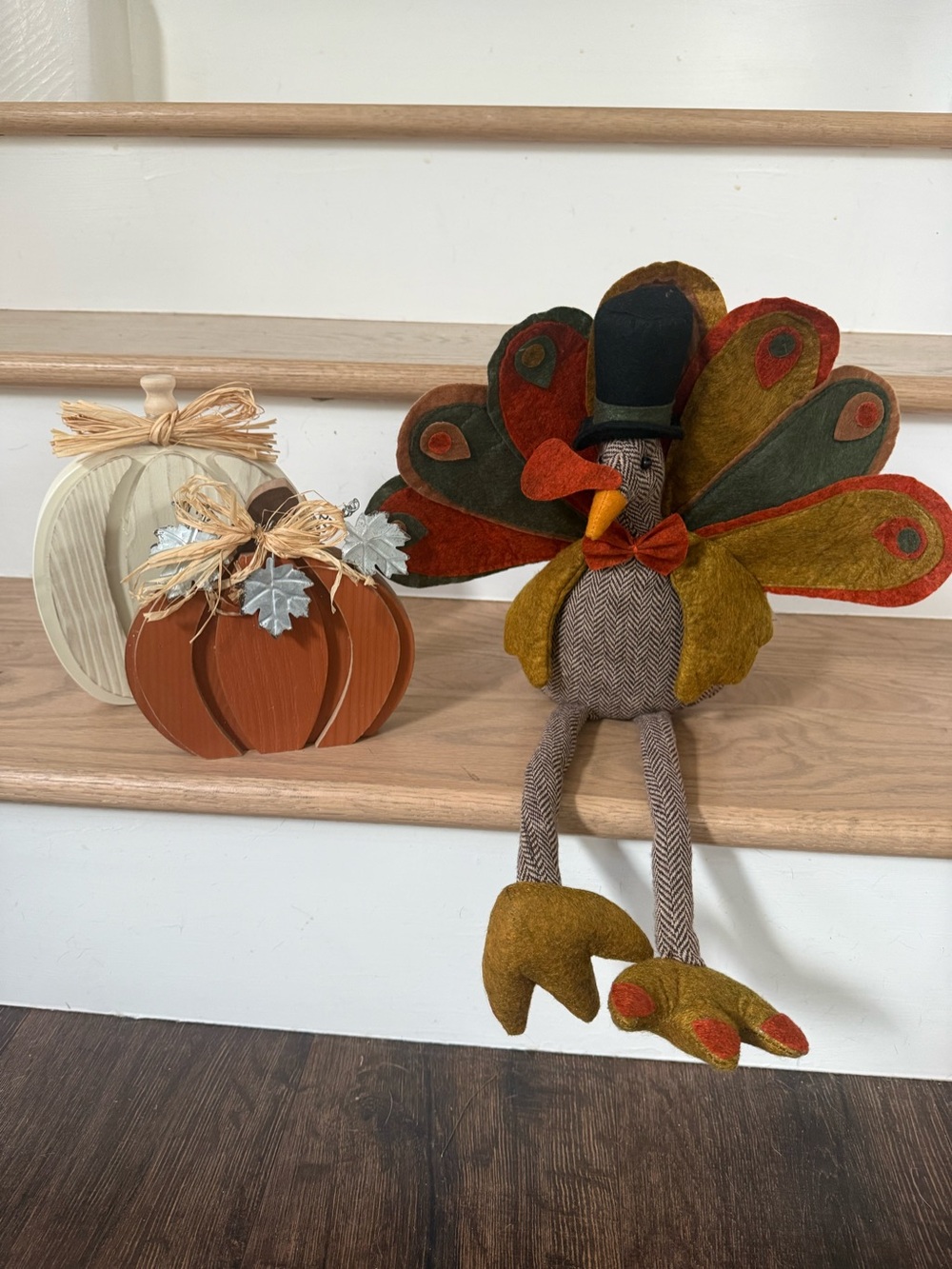Fall decor-pumpkins and turkey